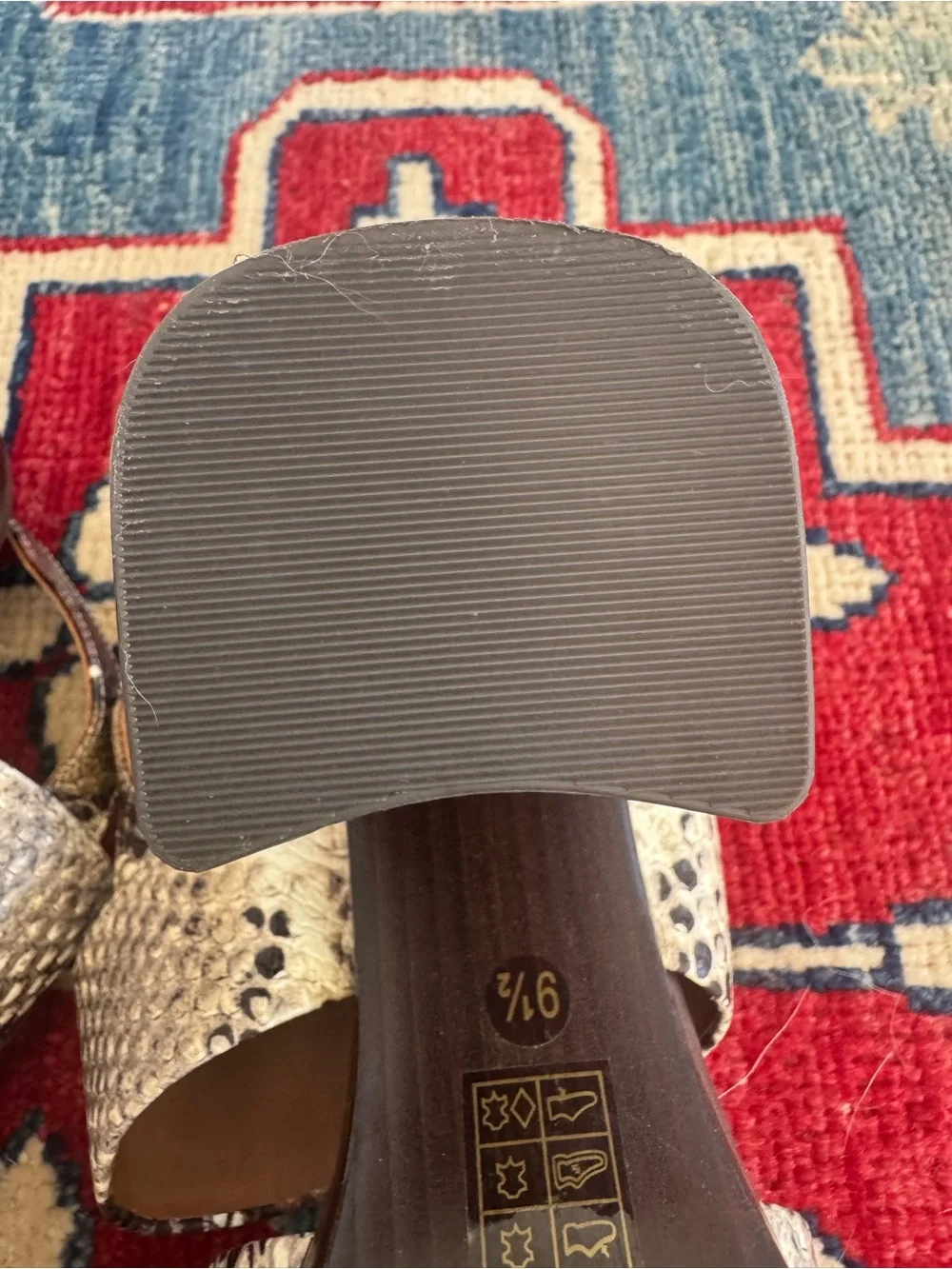 Tory Burch Snake-Print Leather Slingback Sandals — Brown/White/Black